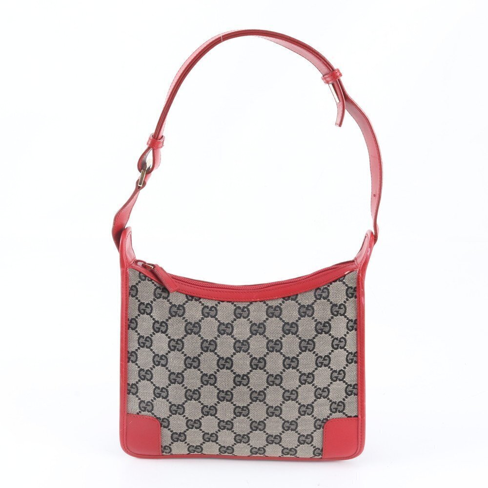 Gucci GG Canvas Leather Hobo Bag Shoulder Handbag